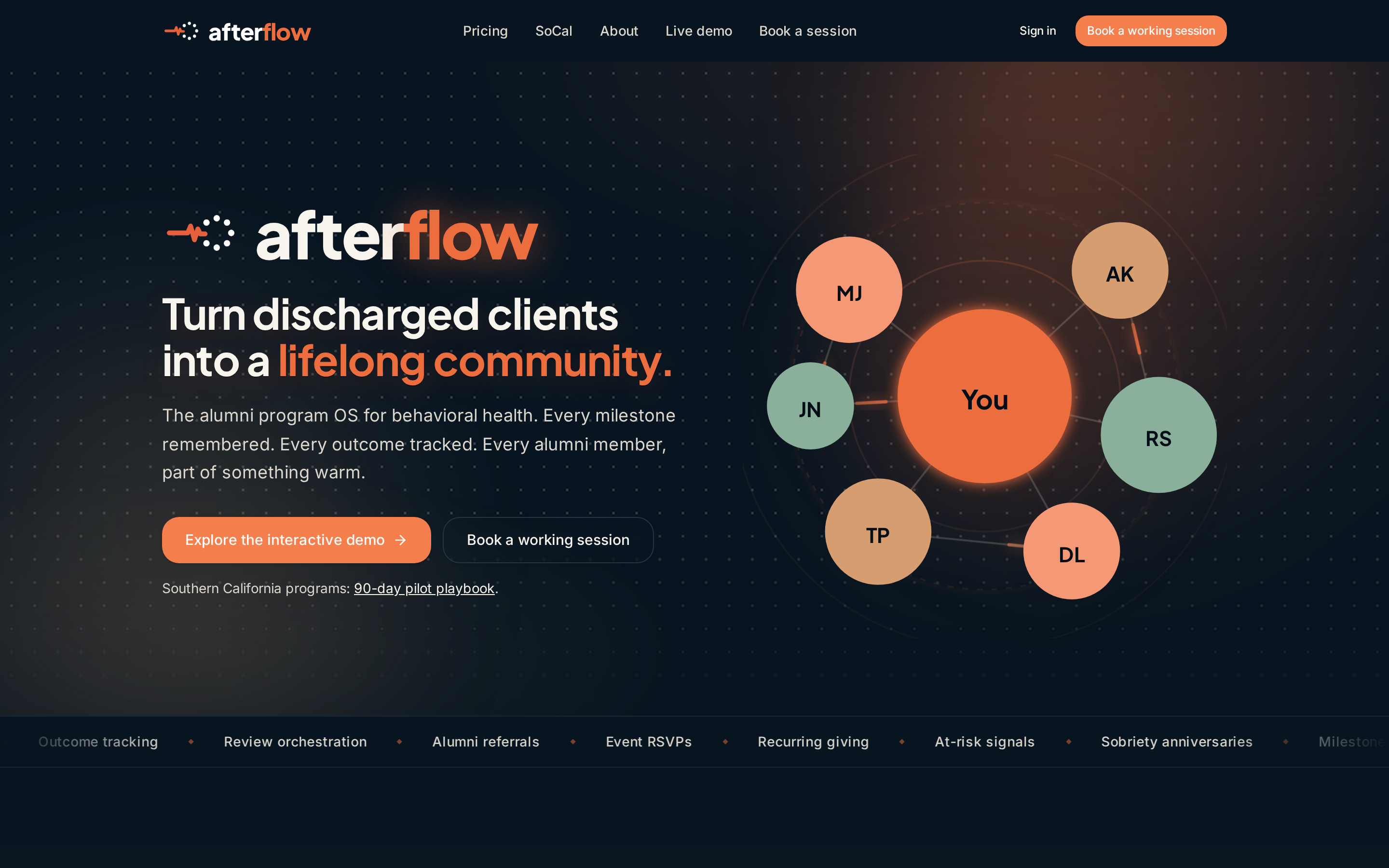 Afterflow, product site preview