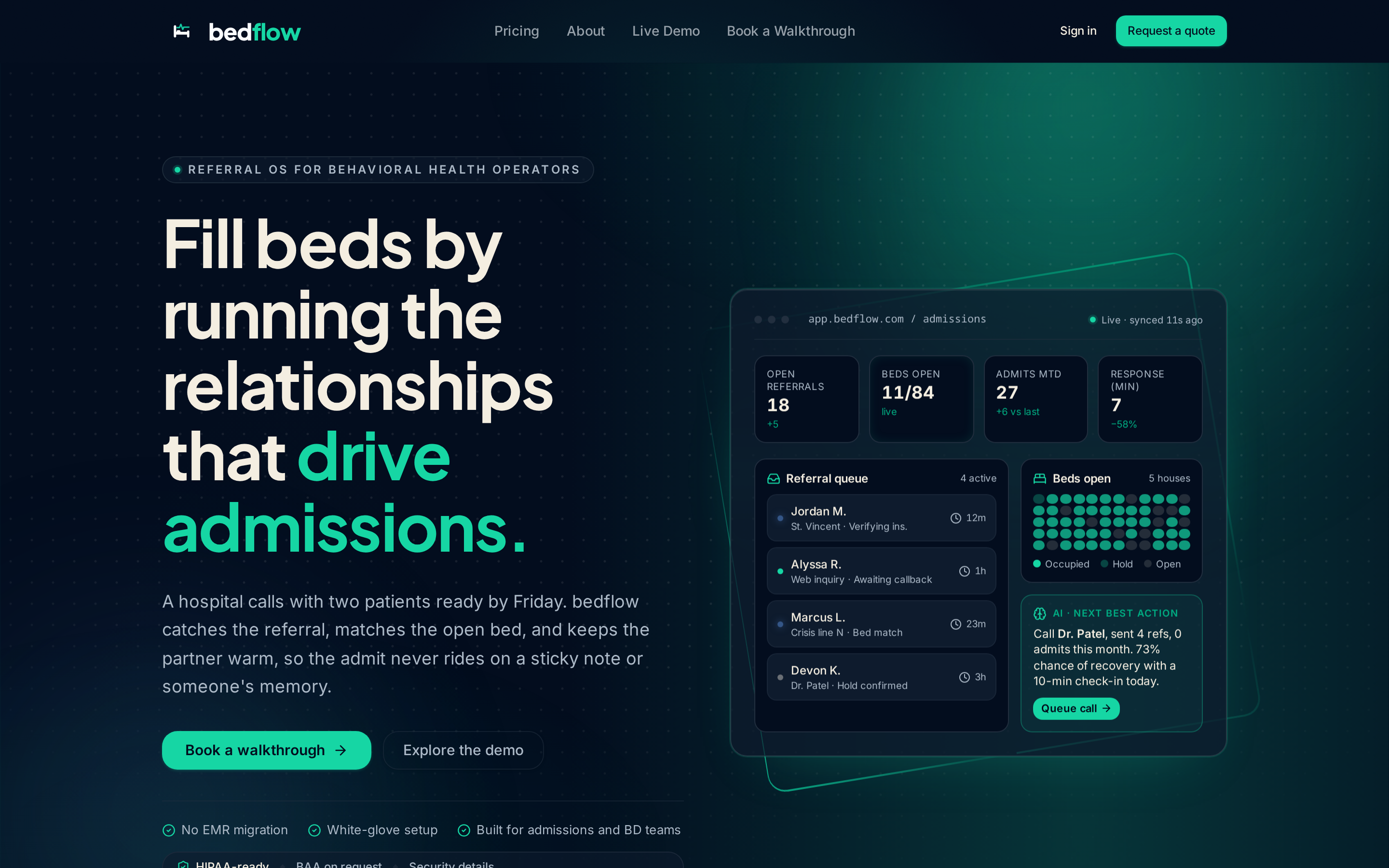BedFlow, product site preview