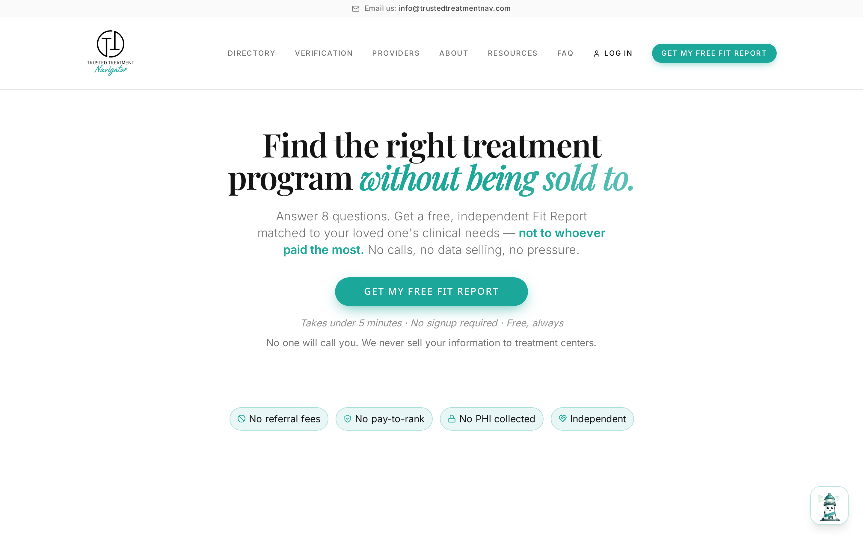 Trusted Treatment Navigator, product site preview